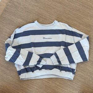 Champion Cropped Striped Blue Shirt